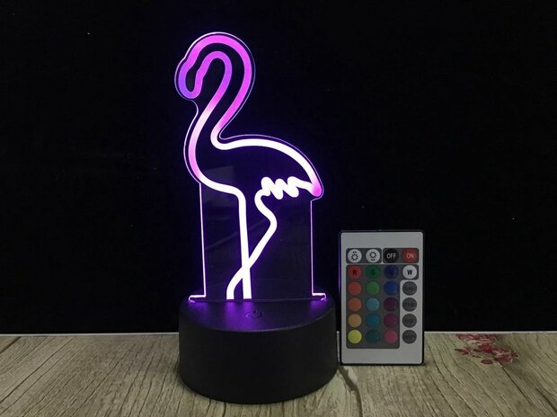 3D LED Creative Lamp Sign Flamingo  - Complete Set