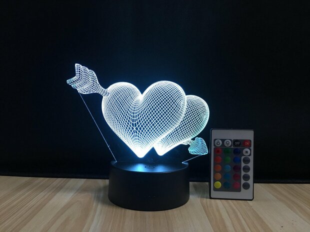 3D LED Creative Lamp Sign Hartjes - Complete Set