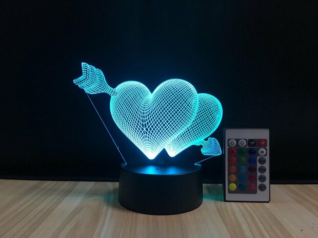 3D LED Creative Lamp Sign Hartjes - Complete Set