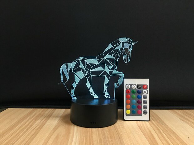 3D LED Creative Lamp Sign Statig Paard - Complete Set